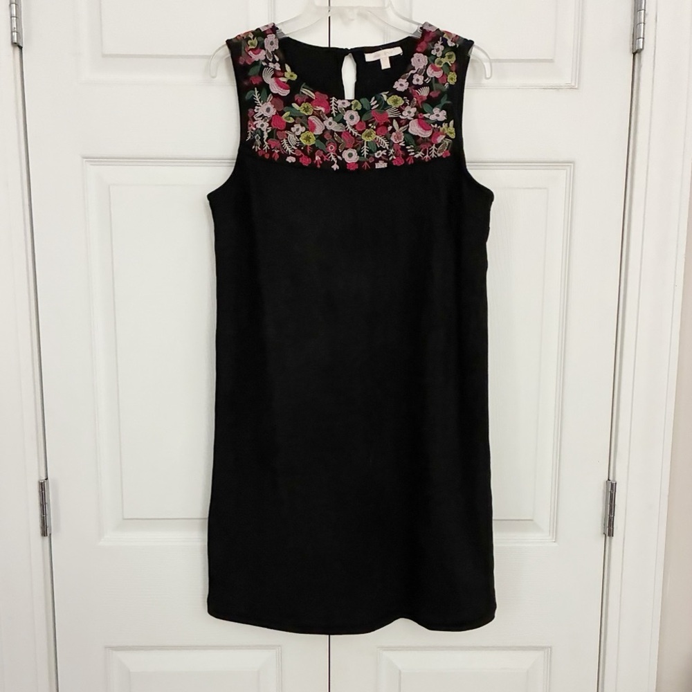 Faux Suede Dress with Embroidery